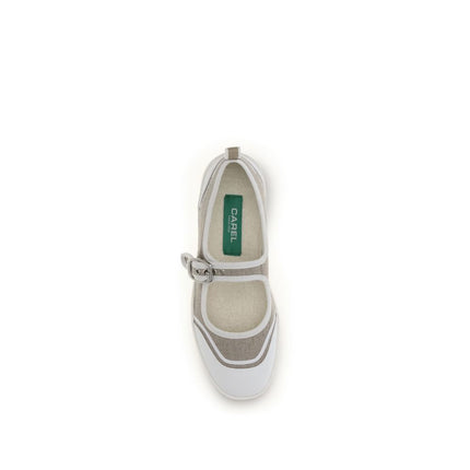 Carel Paris Beige Cotton Ballet Flats