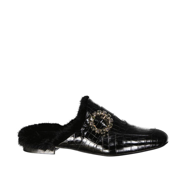 Eleventy Black Calfskin Mules