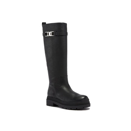 Salvatore Ferragamo Black Calfskin Over The Knee