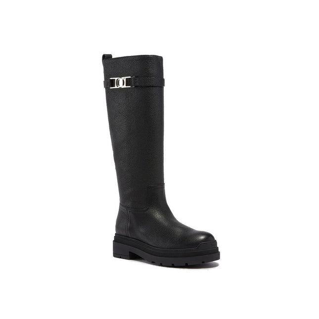 Salvatore Ferragamo Black Calfskin Over The Knee