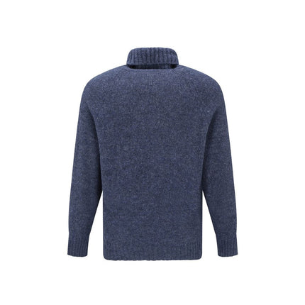 Brunello Cucinelli Blue Alpaca Leather Turtleneck