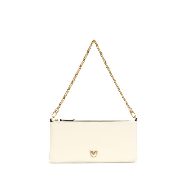 PINKO White Calf Leather Bos Taurus Shoulder Bag