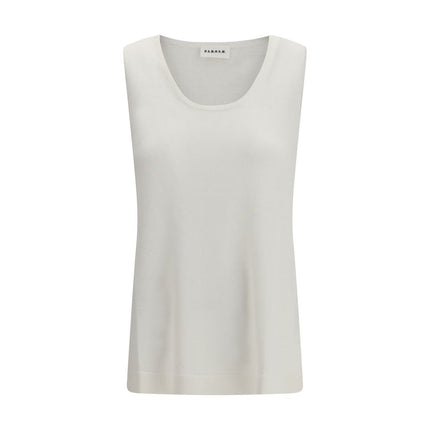 P.A.R.O.S.H. White Linen Sleeveles T-Shirt