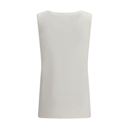 P.A.R.O.S.H. White Linen Sleeveles T-Shirt