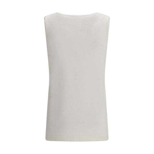 P.A.R.O.S.H. White Linen Sleeveles T-Shirt