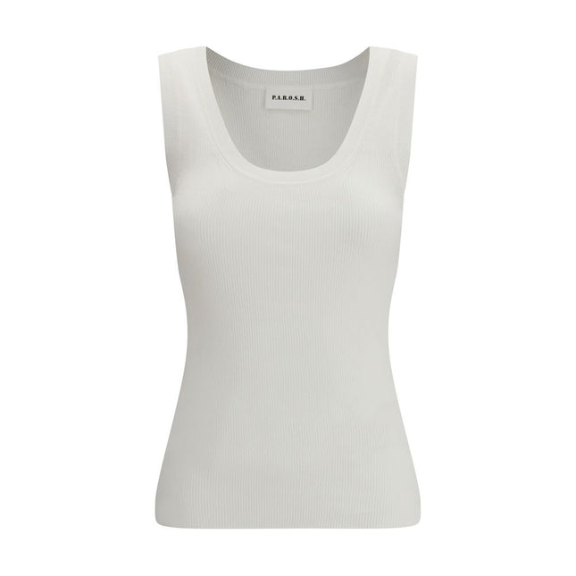 P.A.R.O.S.H. Beige Cotton Sleeveles T-Shirt