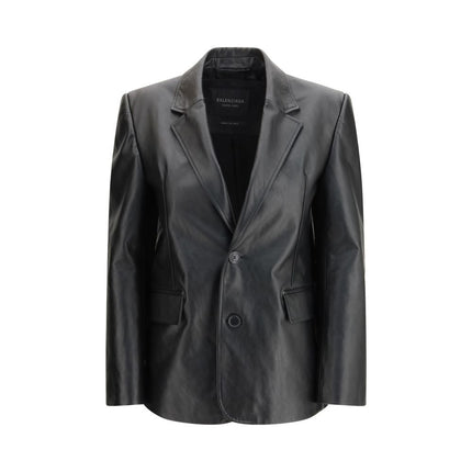 Balenciaga Black Calf Leather Bos Taurus Leather Jacket