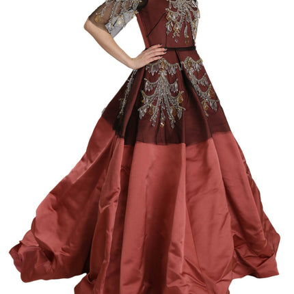 Dolce & Gabbana Crystal Chandelier Silk Princess Gown Dress