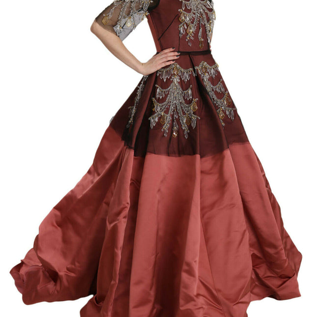 Dolce & Gabbana Crystal Chandelier Silk Princess Gown Dress
