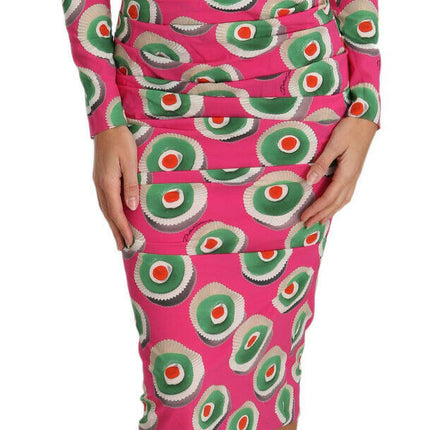 Dolce & Gabbana Pink Silk Cup Cake Sheath Stretch  Dress
