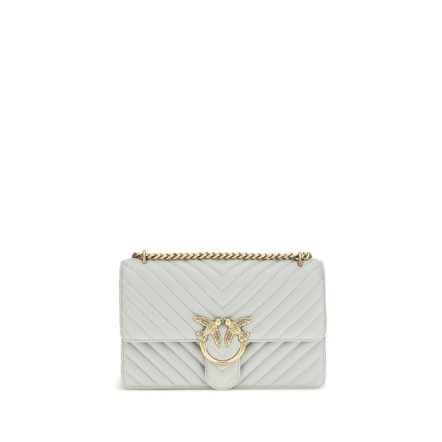 PINKO Gray Calf Leather Bos Taurus Shoulder Bag