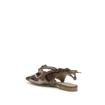 PINKO Brown Goatskin Ballet Flats