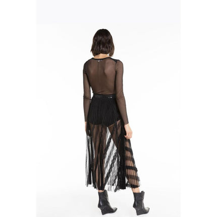 Patrizia Pepe Black Polyester Long Skirt