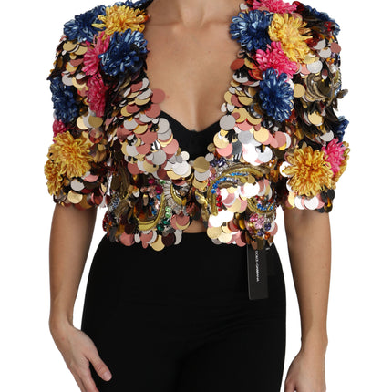 Dolce & Gabbana Crystal Sequined Floral Jacket Coat