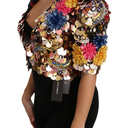Dolce & Gabbana Crystal Sequined Floral Jacket Coat
