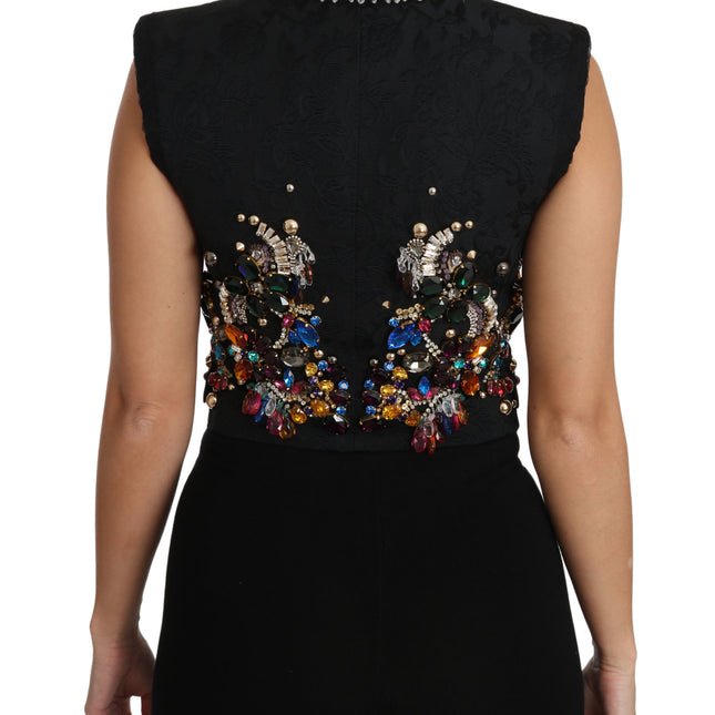 Dolce & Gabbana Black Crystal Sicily Vest Waistcoat