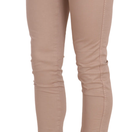 CRISTINAEFFE Brown Low Waist Slim Fit Skinny Cotton Pants