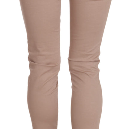 CRISTINAEFFE Brown Low Waist Slim Fit Skinny Cotton Pants