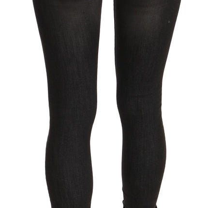 PLEIN SUD Cotton Black Washed Low Waist Skinny Denim Jeans