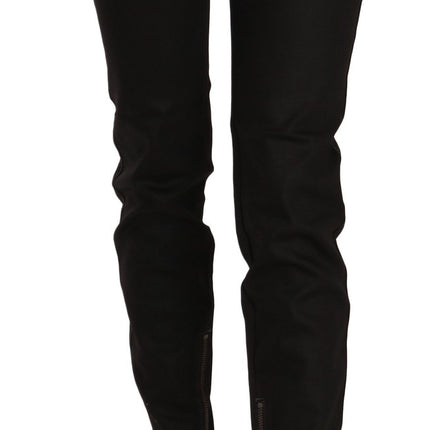 John Galliano Cotton Black Mid Waist Skinny Denim Jeans