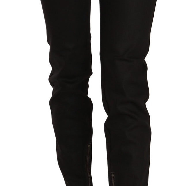 John Galliano Cotton Black Mid Waist Skinny Denim Jeans