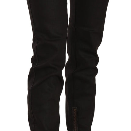 John Galliano Cotton Black Mid Waist Skinny Denim Jeans