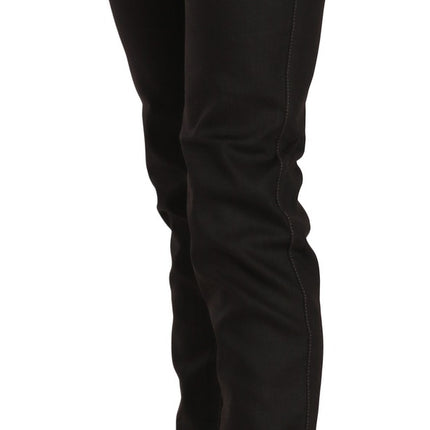 John Galliano Cotton Black Mid Waist Skinny Denim Jeans