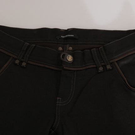 John Galliano Cotton Black Mid Waist Skinny Denim Jeans