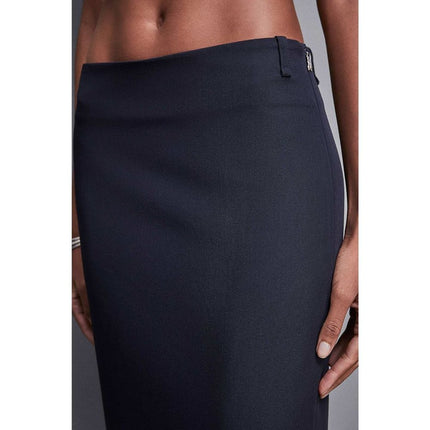 Patrizia Pepe Navy Blue Polyester Long Skirt