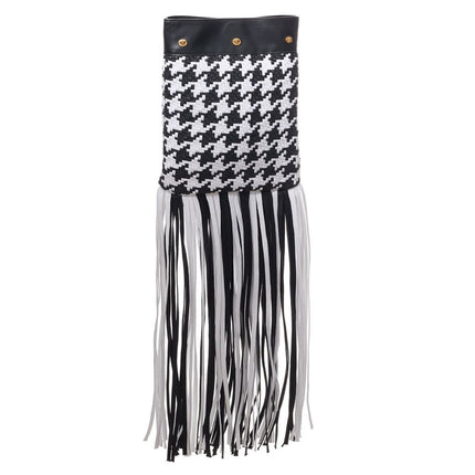 Versace Black And White Leather And Textile Shoulder Bag