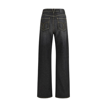 Versace Black Cotton Straight-Leg Jeans