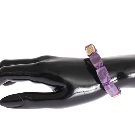 Nialaya CZ Amethyst 18K Gold 925 Bracelet