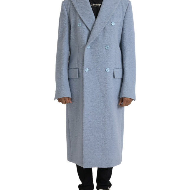 Dolce & Gabbana Blue Cashmere Trench Coat