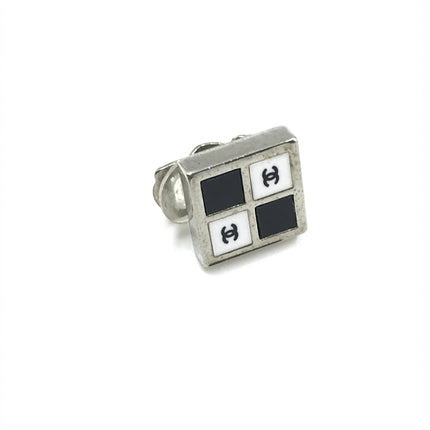 Chanel Coco Mark Earrings Black/White/Silver