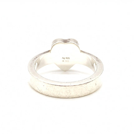 Gucci Sterling Silver Heart Trademark Ring, US Size 5.5