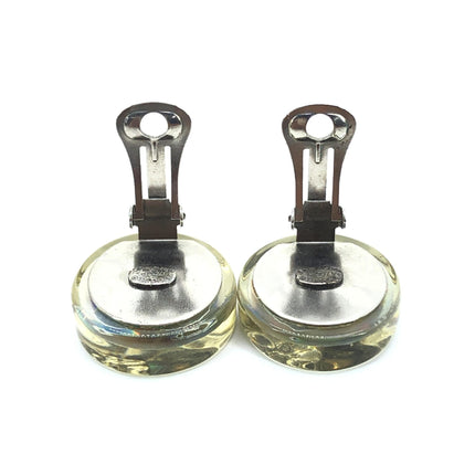 Chanel Vintage Holographic Logo Clip-On Earrings