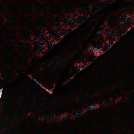 Dolce & Gabbana Black Red Rayon Geometric Pattern Fringe 140cm X 16cm  Scarf