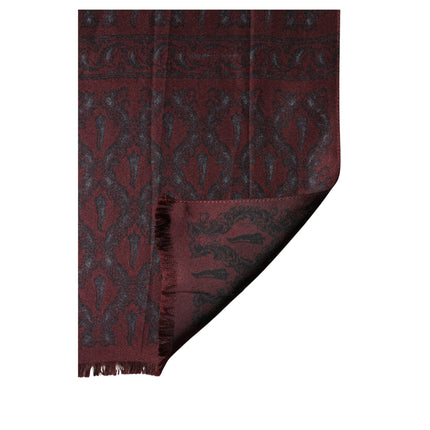 Dolce & Gabbana Burgundy Black Silk Paisley Foulard 135cm X 22cm  Scarf