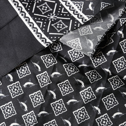 Dolce & Gabbana Black Gray Silk Bird Fringe Wrap Foulard 140cm X 23cm Scarf