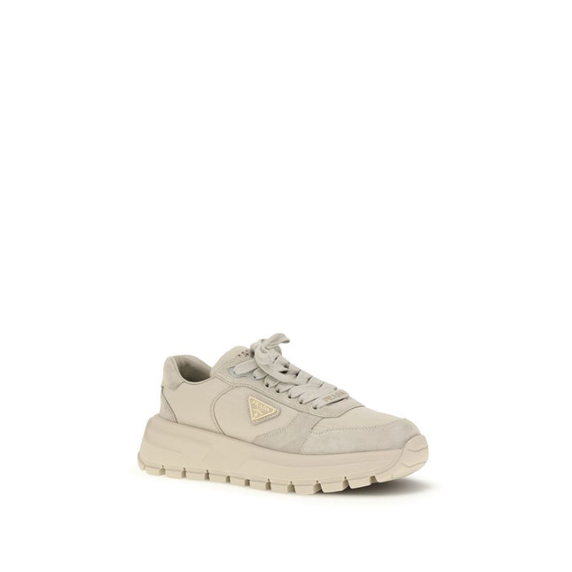 Prada Beige Calf Leather Bos Taurus Athletic Sneakers