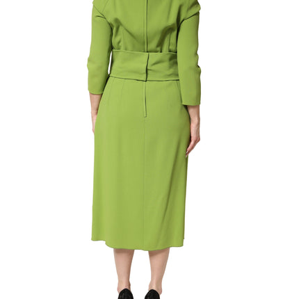 Dolce & Gabbana Green Silk Sweetheart Neckline Midi  Dress
