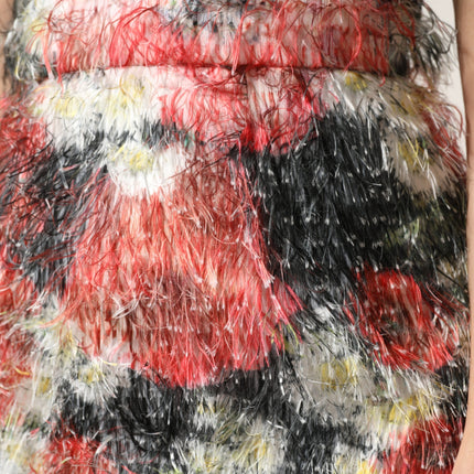 Dolce & Gabbana Multicolor Floral Textured Faux Fur Pencil Skirt