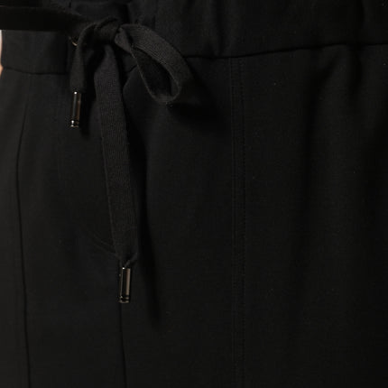 Dolce & Gabbana Black Cotton Drawstring Long Maxi Cargo Skirt