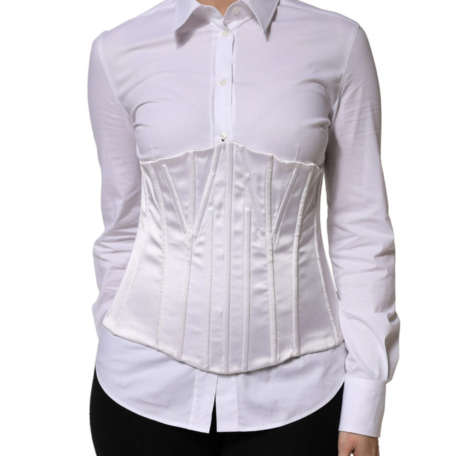 Dolce & Gabbana White Polyamide Waist Cincher Bustier Corset Top