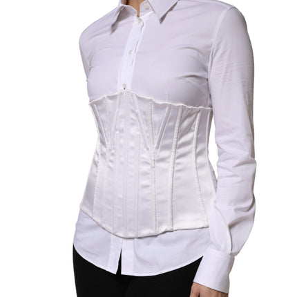 Dolce & Gabbana White Polyamide Waist Cincher Bustier Corset Top