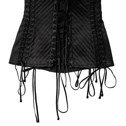 Dolce & Gabbana Black Silk Lace-Up Waist Cincher Corset Top