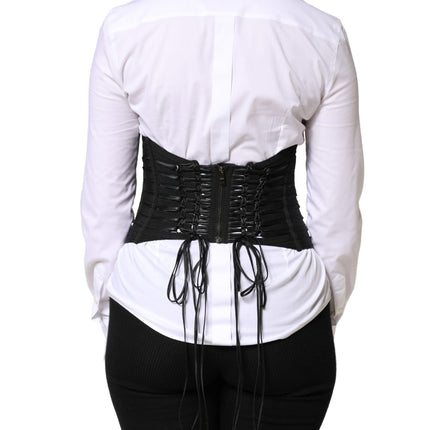 Dolce & Gabbana Black Polyester LaceUp Waist Cincher Corset Top