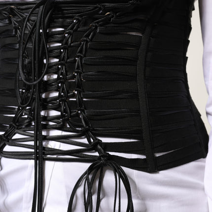 Dolce & Gabbana Black Polyester LaceUp Waist Cincher Corset Top