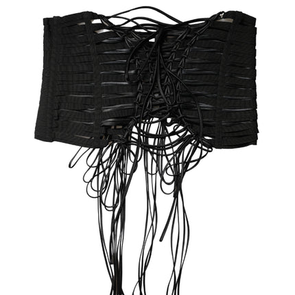 Dolce & Gabbana Black Polyester LaceUp Waist Cincher Corset Top
