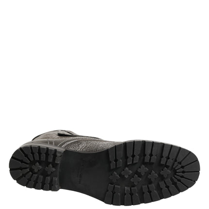 Dolce & Gabbana Metallic Leather Buckle Combat Boots Shoes